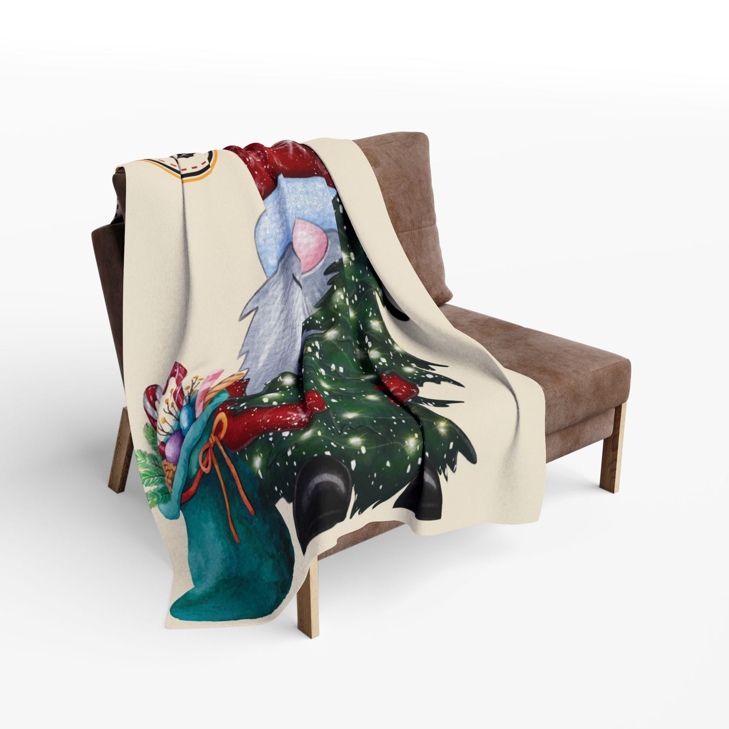 Cozy Holiday Fleece Blanket with Gnome Design | Winter Home Decor, Gift for Christmas, Snuggle Throw, Festive Soft Cover