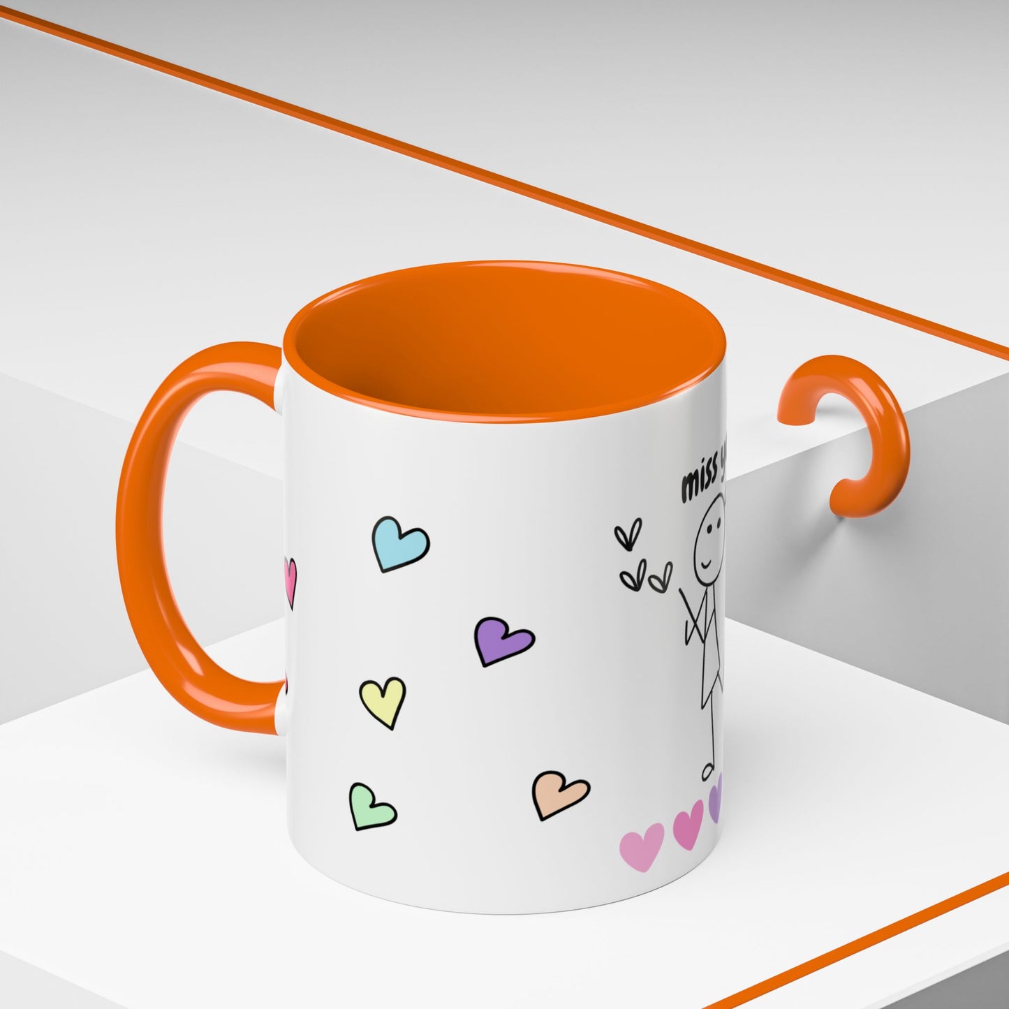 Miss You Accent Coffee Mug - Heartwarming Gift for Friends, Loved Ones, Birthdays, Valentine's Day, Coffee Lovers