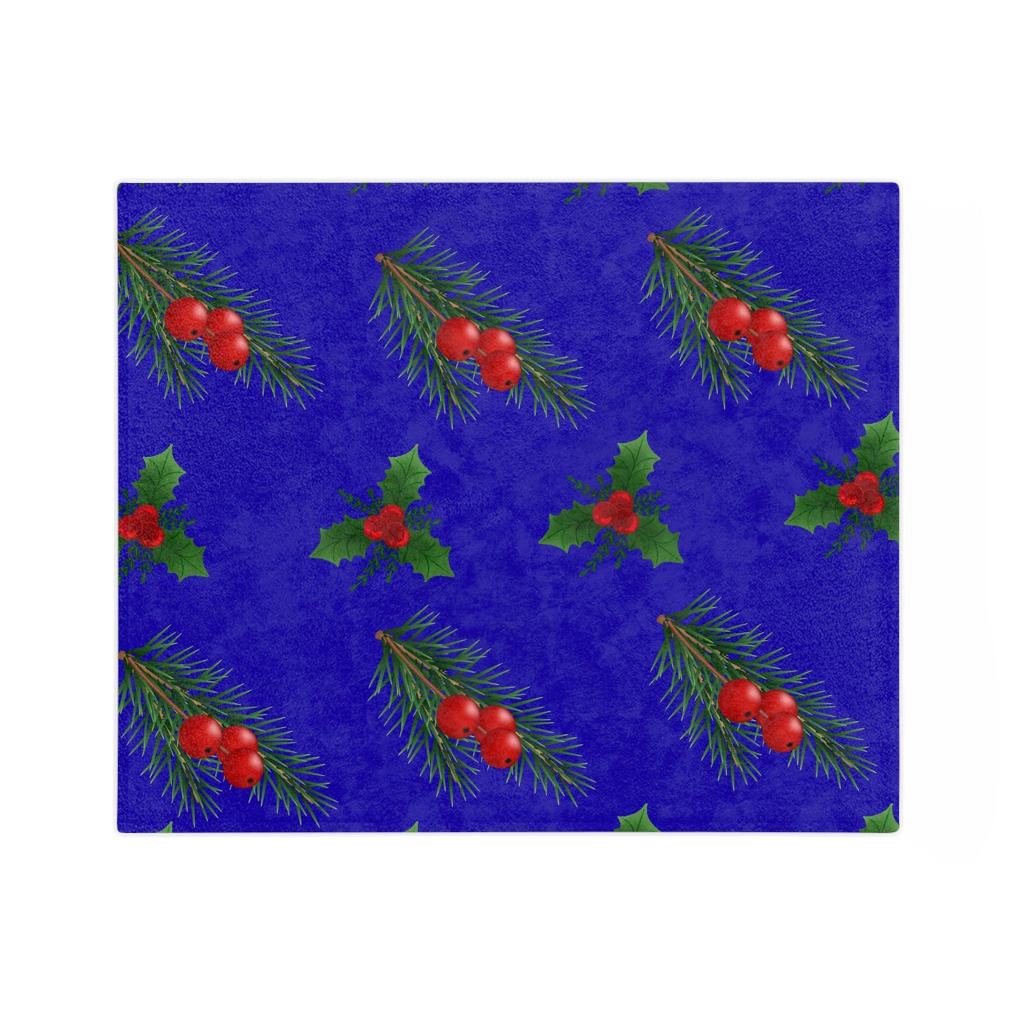 Holiday Holly & Pine Velvet Microfiber Blanket — Festive Christmas Throw