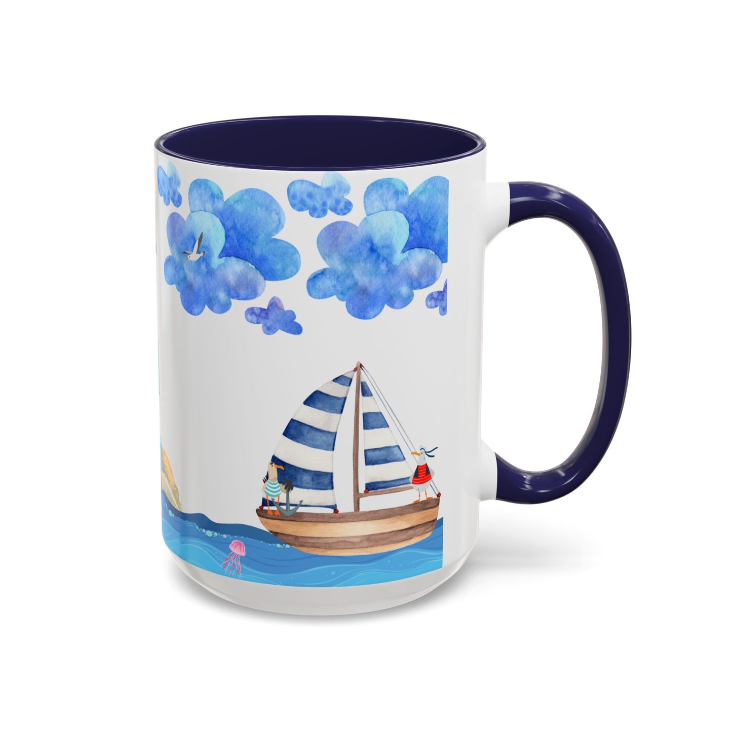 Coastal Lighthouse Coffee Mug, Nautical Drinkware, Beach Themed, Ocean Lover Gift, Relaxing Home Decor