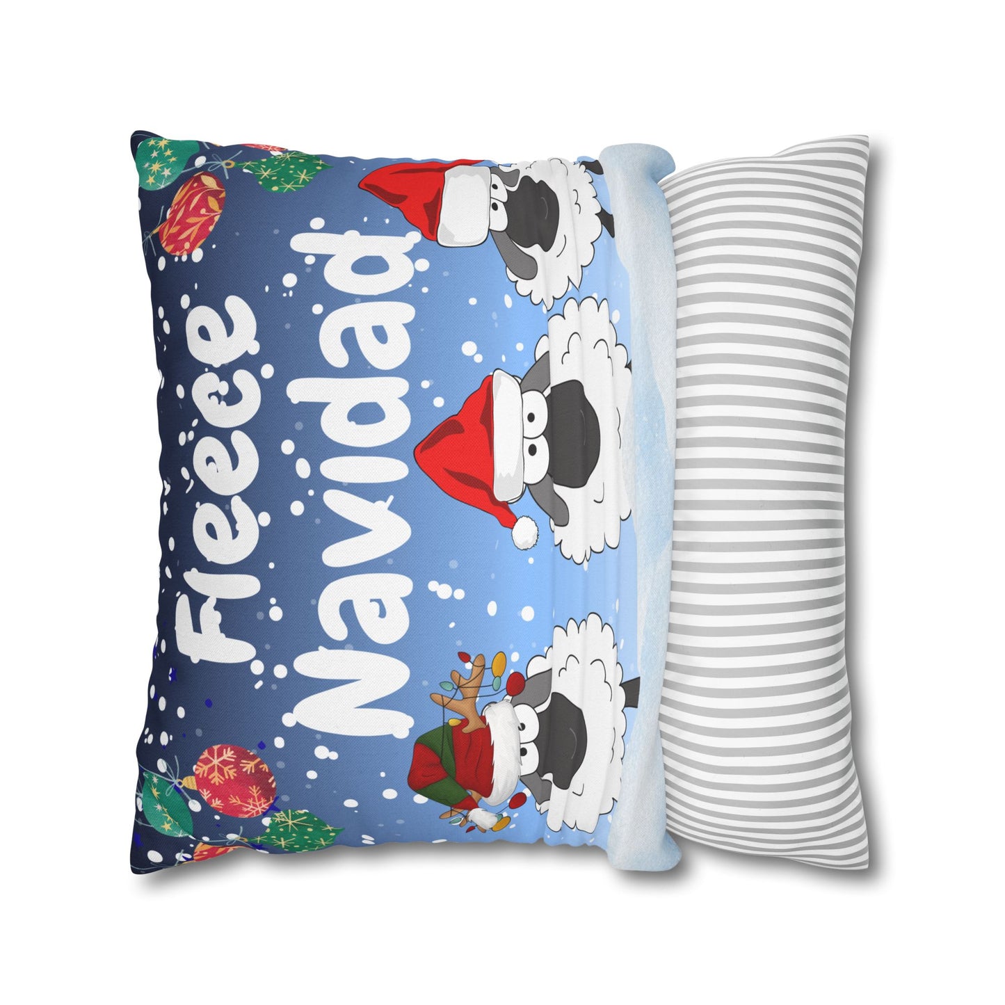 Christmas Sheep Pillowcase, Fleece Navidad Decor, Holiday Home Accents, Cozy Cotton Cushion Cover, Winter Gift Idea, Seasonal Home Decor