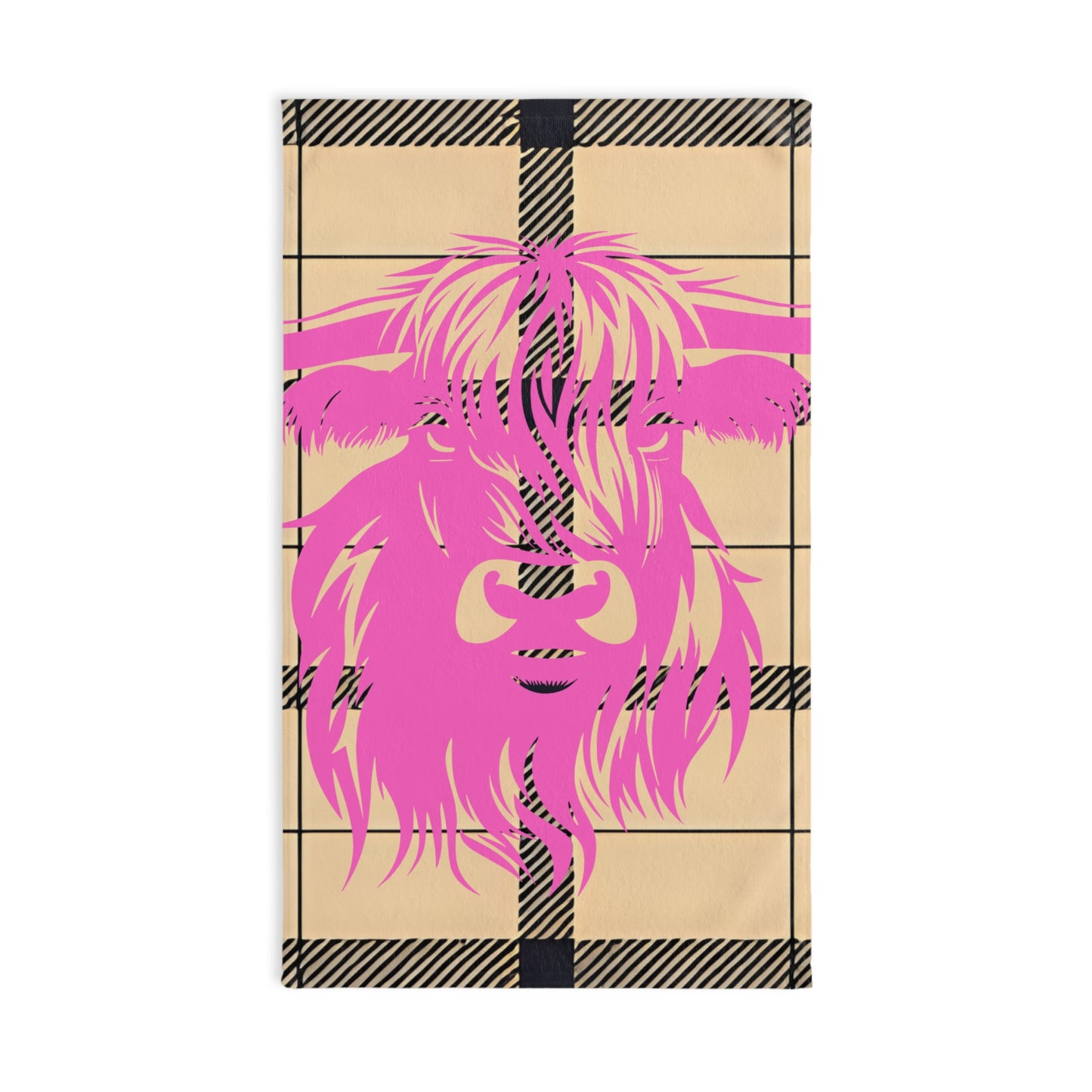 Pink Highland Cow Hand Towel, Farmhouse Decor, Kitchen Towel, Gift for Cow Lovers, Country Home Style