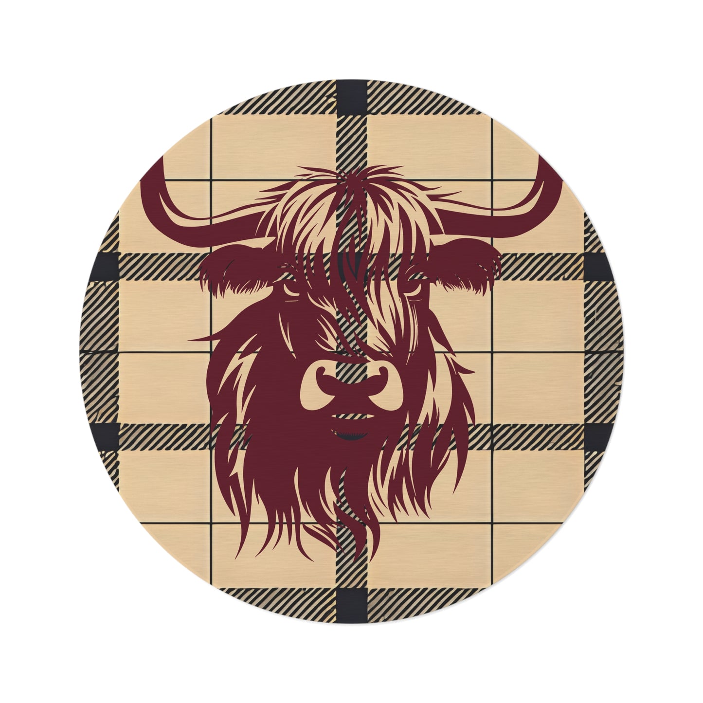 Highland Cow Round Rug, Boho Decor, Farmhouse Style, Cozy Living Room Accent, Unique Gift for Animal Lovers