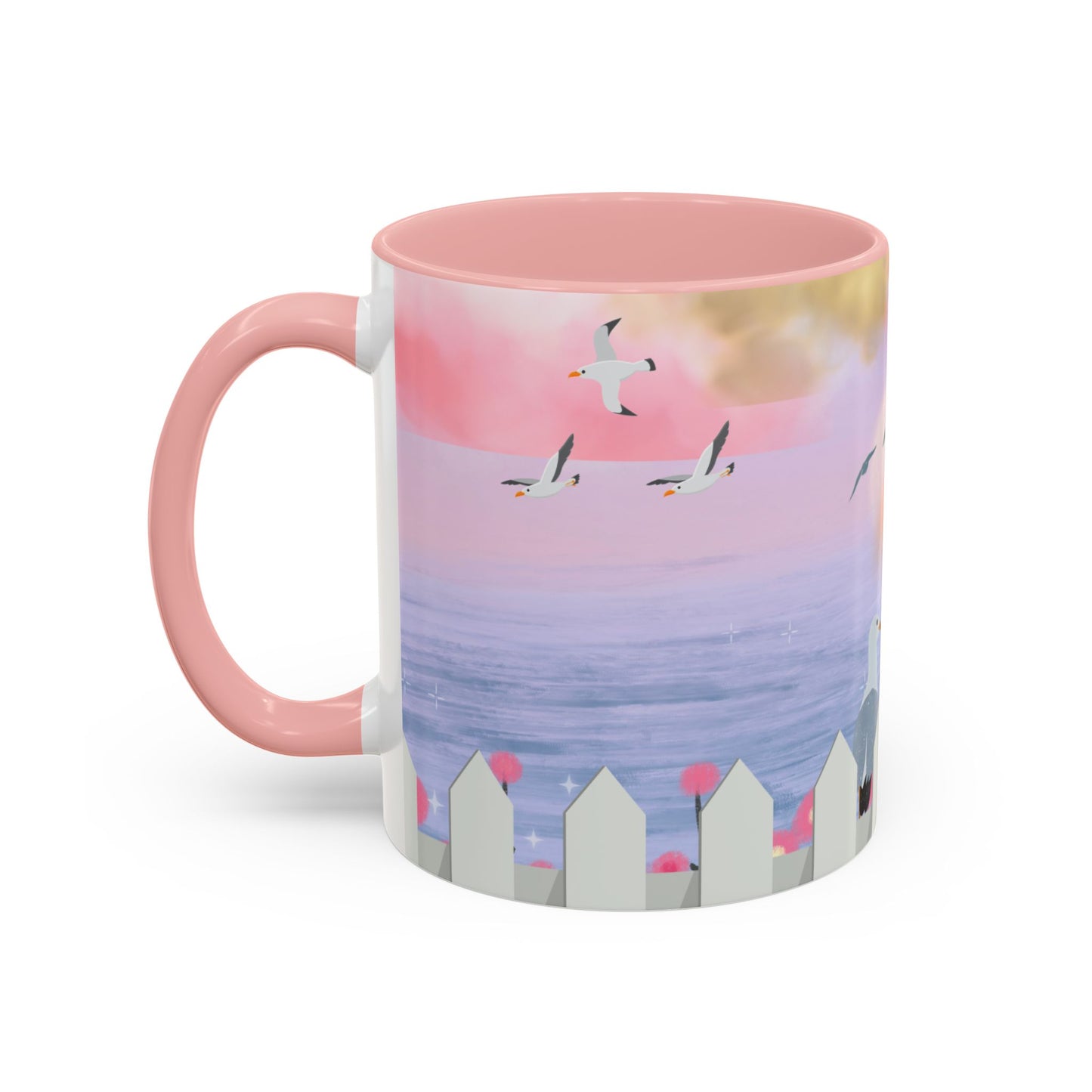 Coastal Accent Coffee Mug - Beach Vibes, Ocean Lovers, Nautical Gift, Seagull Design, Serene Decor