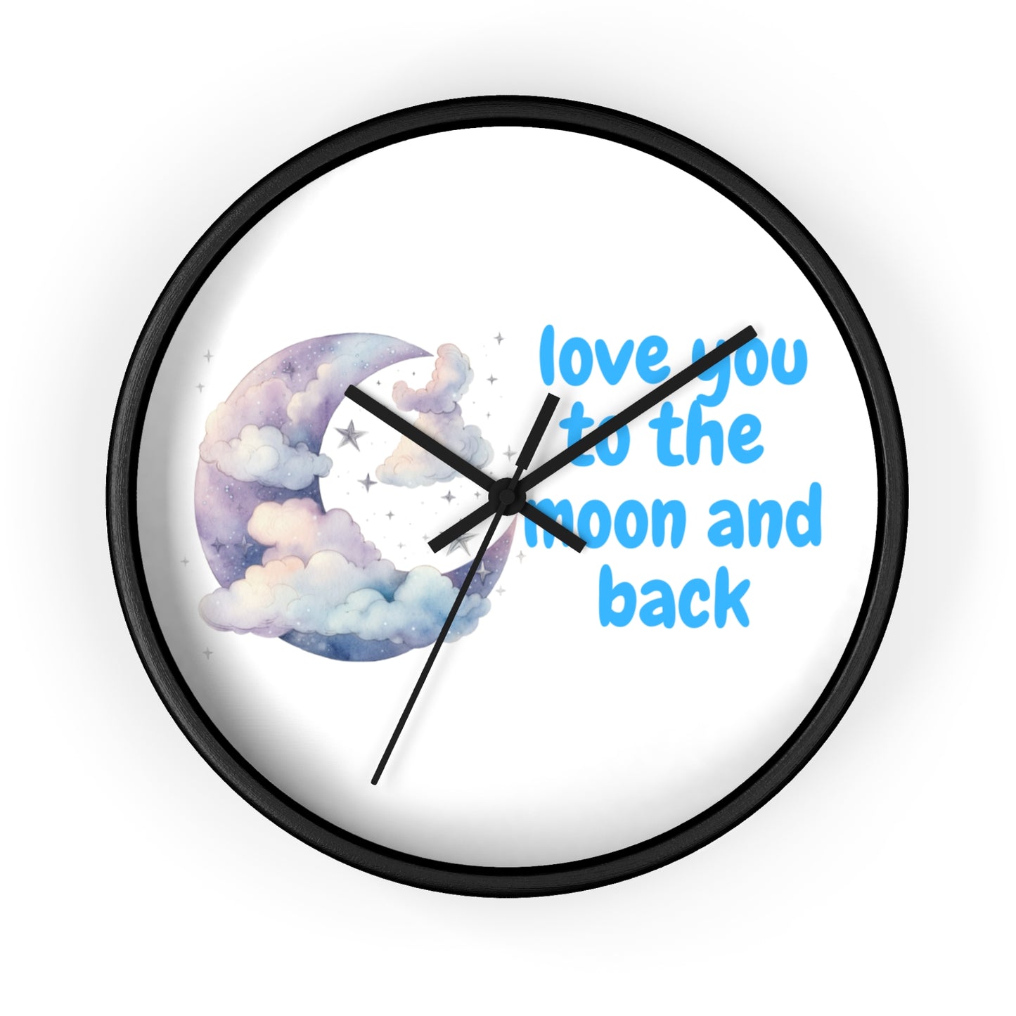 Moon and Back Wall Clock, Love You Wall Decor, Gift for Couples, Nursery Clock, Sweet Home Decor, Romantic Gift
