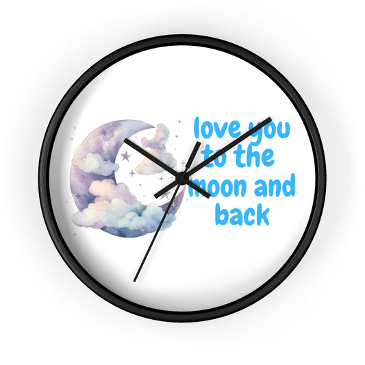 Moon and Back Wall Clock, Love You Wall Decor, Gift for Couples, Nursery Clock, Sweet Home Decor, Romantic Gift
