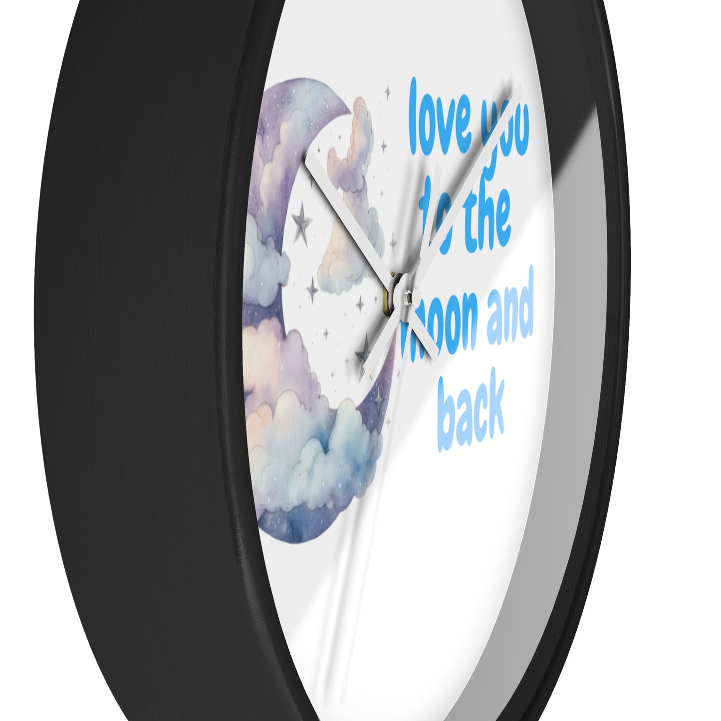 Moon and Back Wall Clock, Love You Wall Decor, Gift for Couples, Nursery Clock, Sweet Home Decor, Romantic Gift