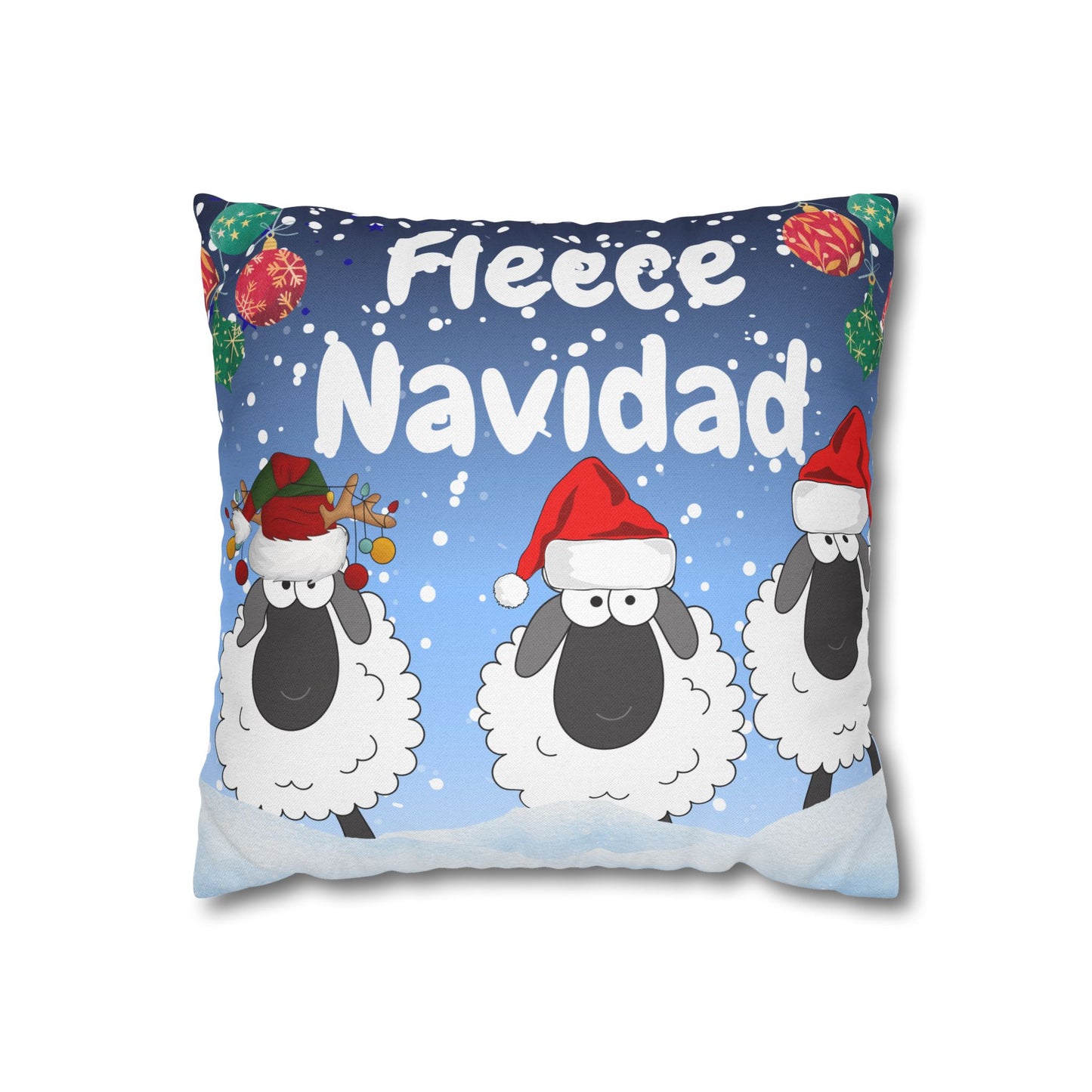 Christmas Sheep Pillowcase, Fleece Navidad Decor, Holiday Home Accents, Cozy Cotton Cushion Cover, Winter Gift Idea, Seasonal Home Decor