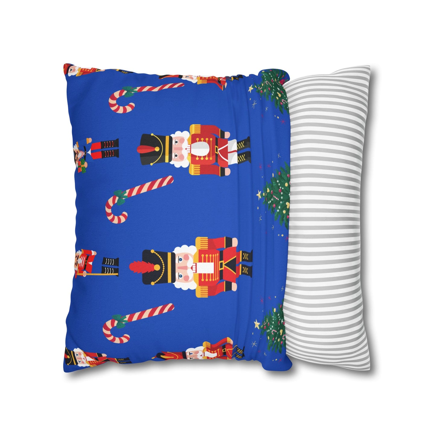 Nutcracker Holiday Pillow — Festive Candy Cane & Christmas Tree Throw Pillow