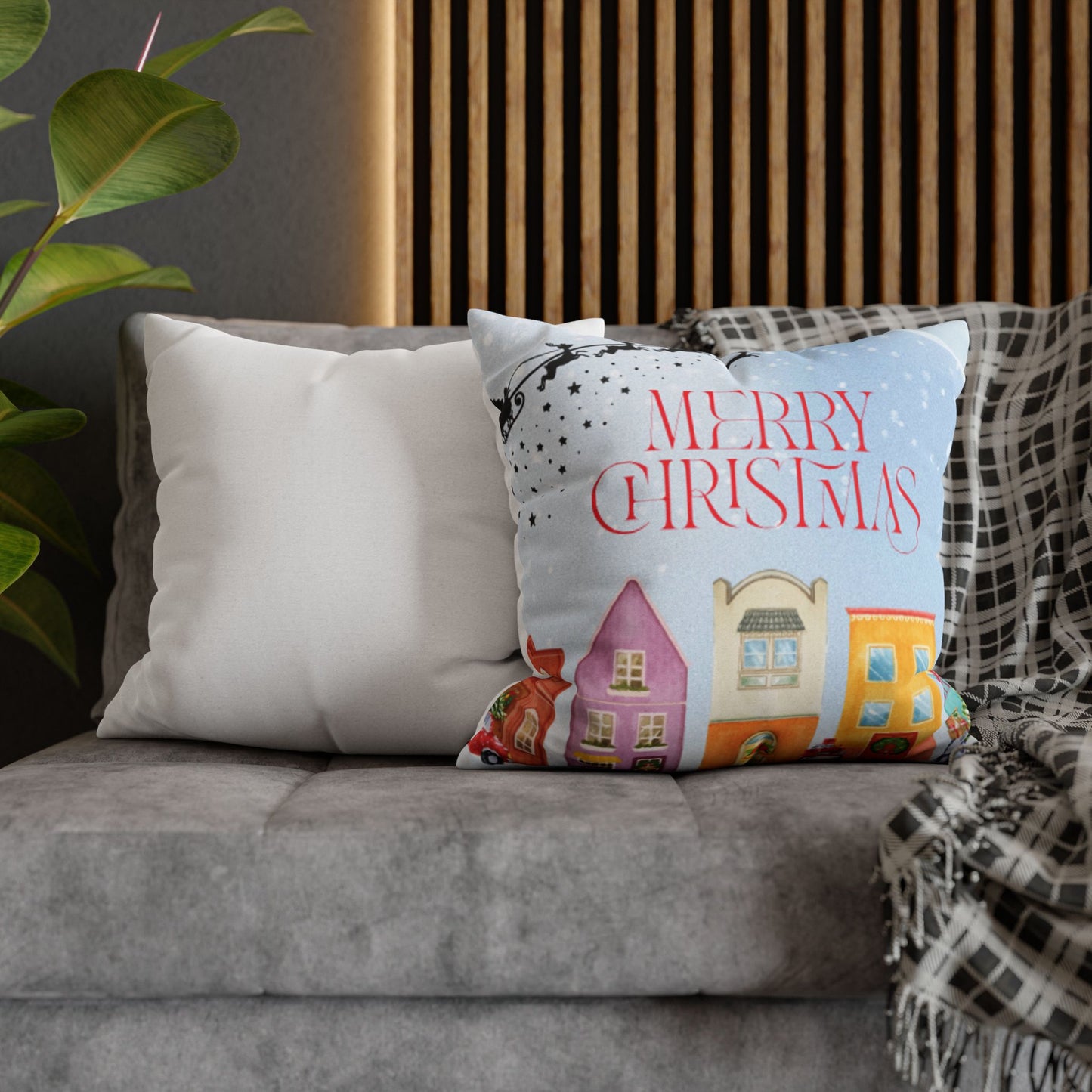 Christmas Decorative Pillowcase with Merry Christmas Design, Holiday Home Decor, Seasonal Cushion Cover, Gift for Her, Festive Accent