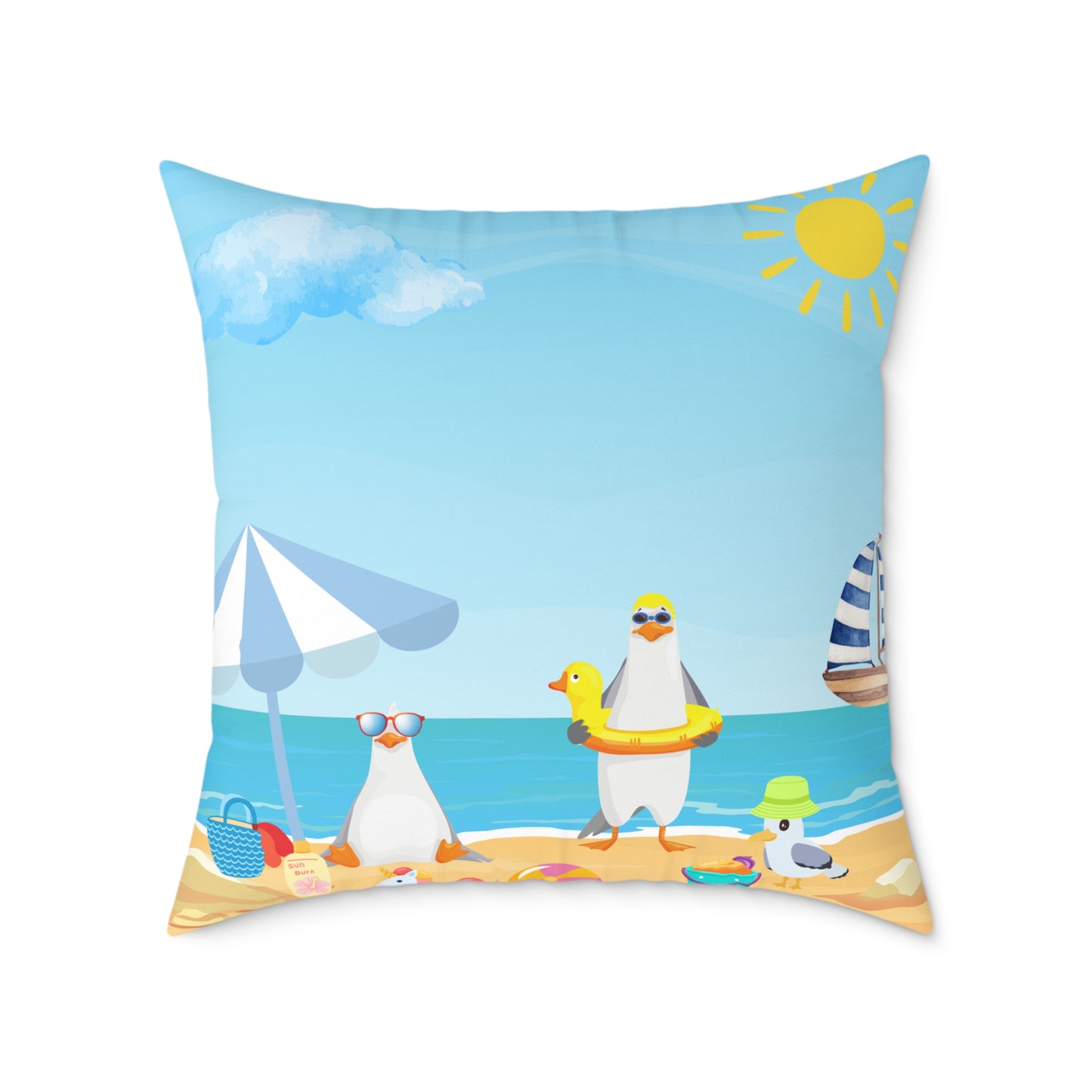 Beach Vibes Square Poly Canvas Pillow | Coastal Decor, Summer Home Accents, Nautical Gift, Fun Throw Pillow, Indoor/Outdoor Cushion