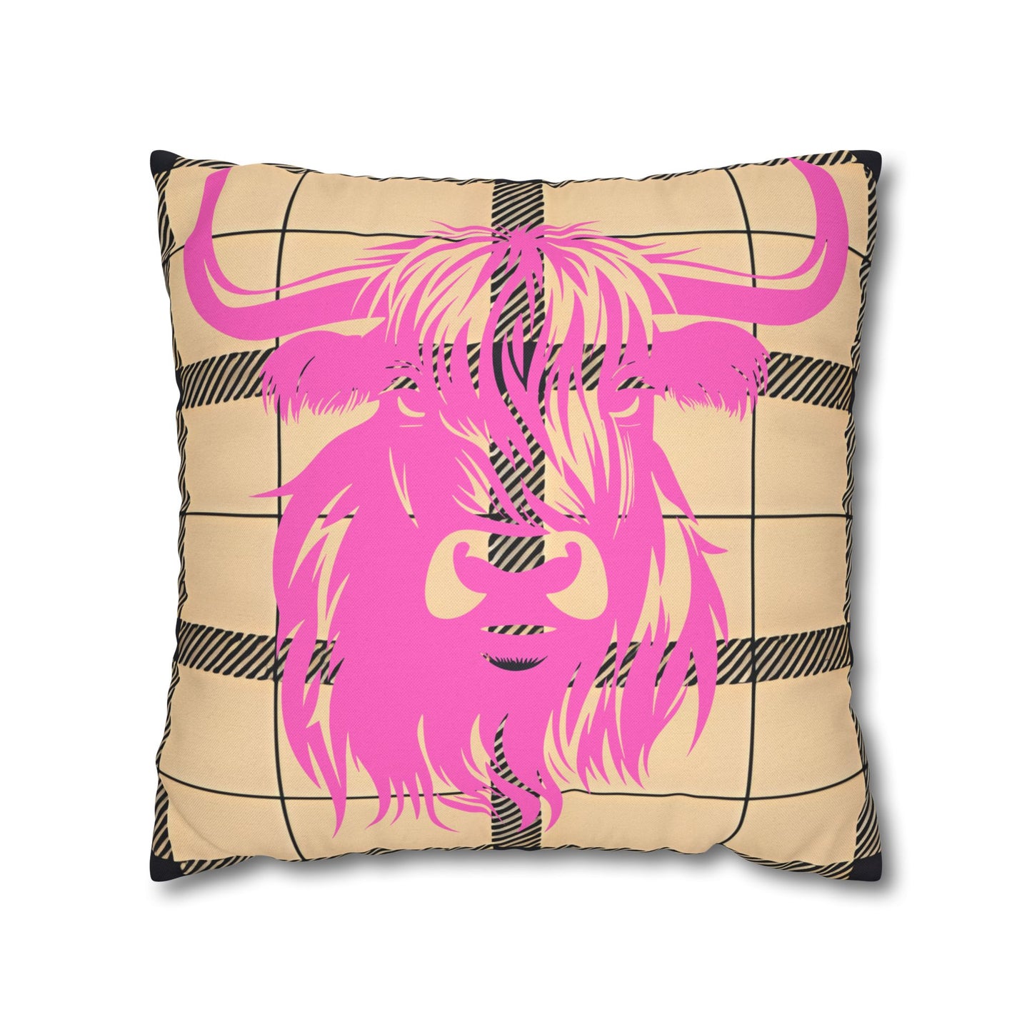 Chic Highland Cow Pillowcase - Decorative Throw Pillow, Couch Accent, Farmhouse Decor, Gift Idea for Animal Lovers, Boho Style