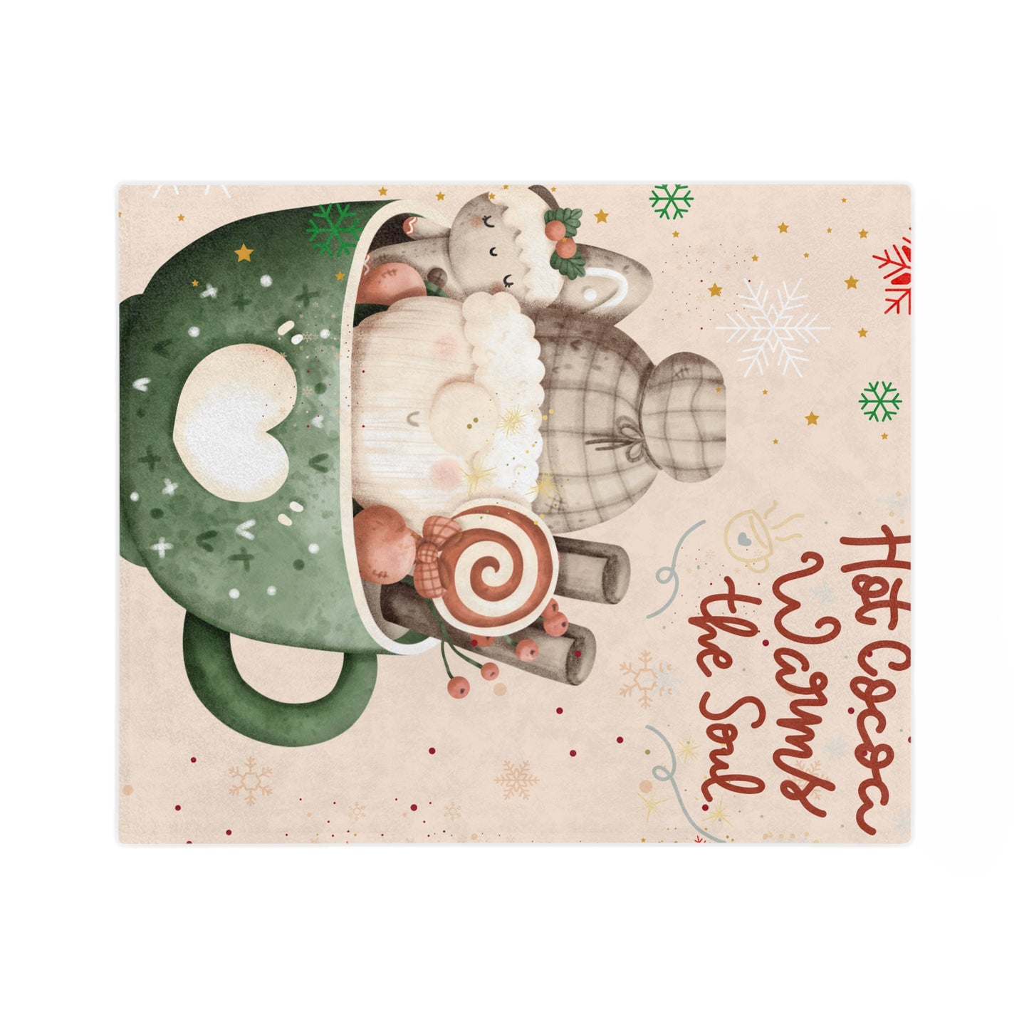 Cozy Hot Cocoa Velveteen Microfiber Blanket, Holiday Gift, Winter Decor, Snuggle Blanket, Home Comfort, Warmth and Joy