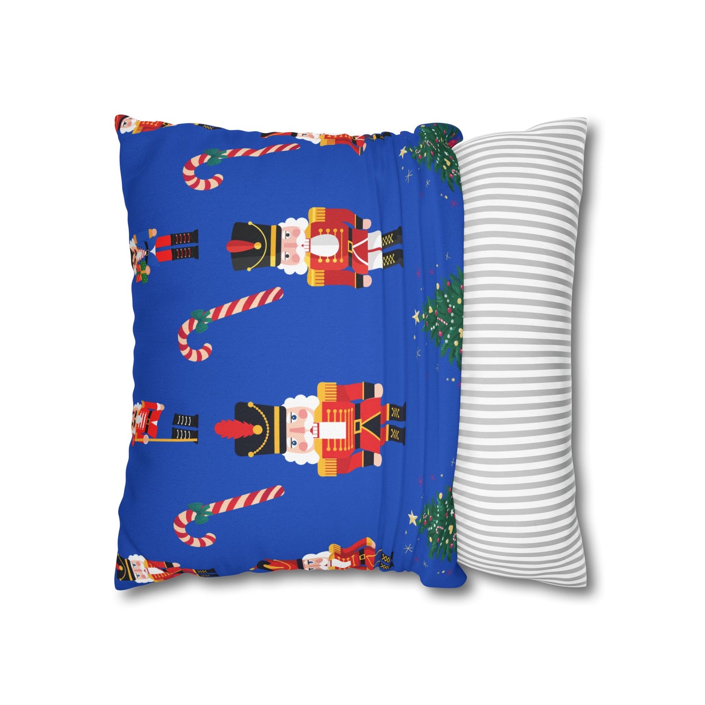 Nutcracker Holiday Pillow — Festive Candy Cane & Christmas Tree Throw Pillow