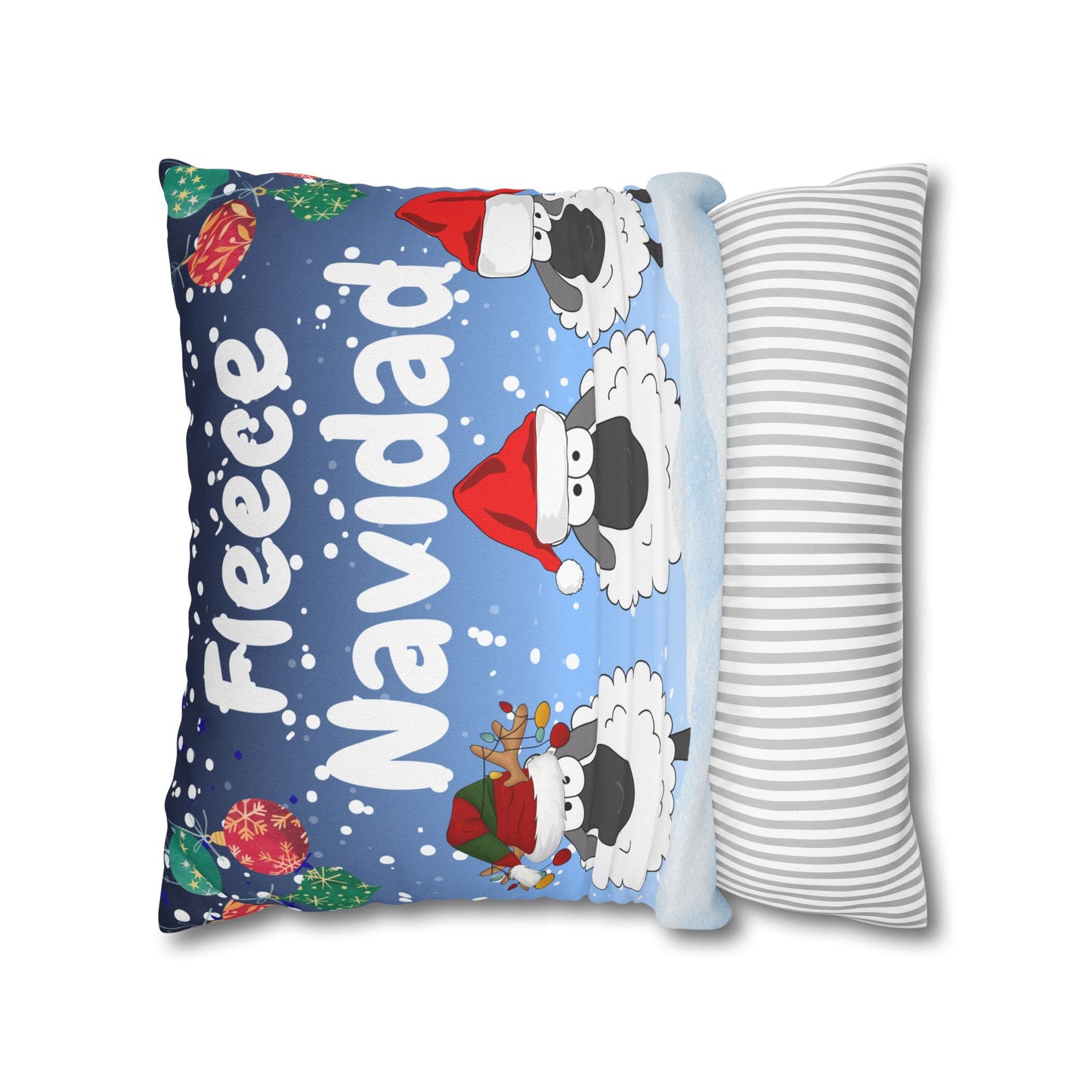 Christmas Sheep Pillowcase, Fleece Navidad Decor, Holiday Home Accents, Cozy Cotton Cushion Cover, Winter Gift Idea, Seasonal Home Decor