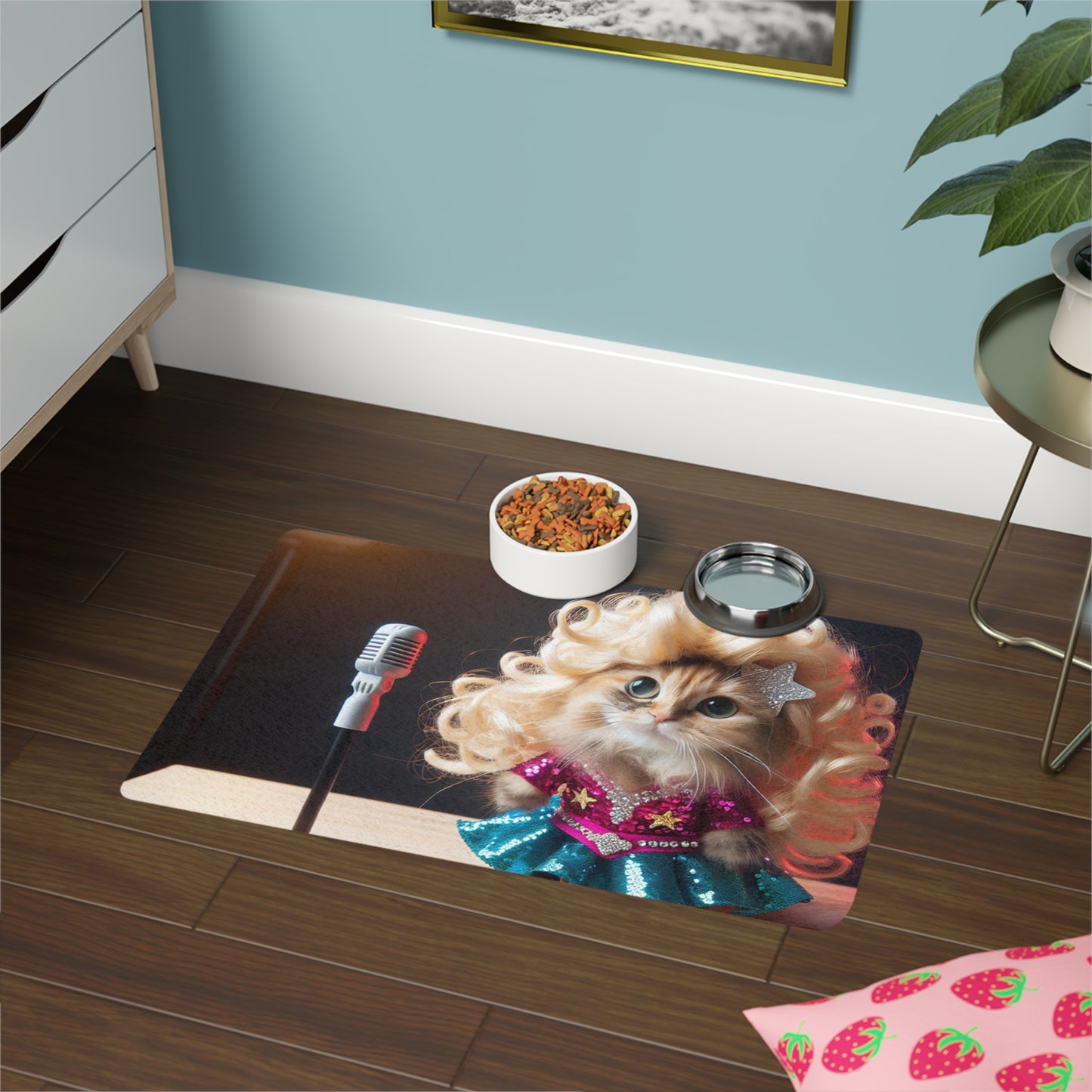 Funny Cat Pet Food Mat, Cat Lover Gift, Kitty Feeding Mat, Unique Cat Decor, Pet Supplies, 12x18 Cat Feeding Station